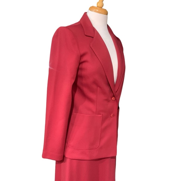 NWT Devon dark red vintage blazer and skirt set with matching belt size 8/10 - Picture 7 of 15